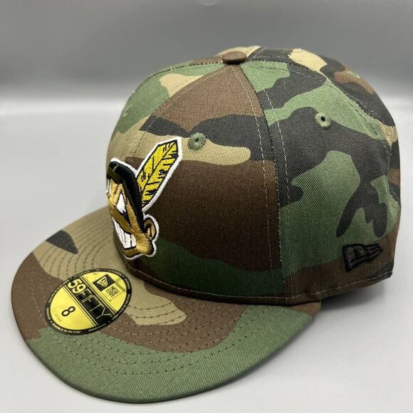 Cleveland Indians Guardians Hat Men 8 Camo 59Fifty New Era Fitted Cap New‎
